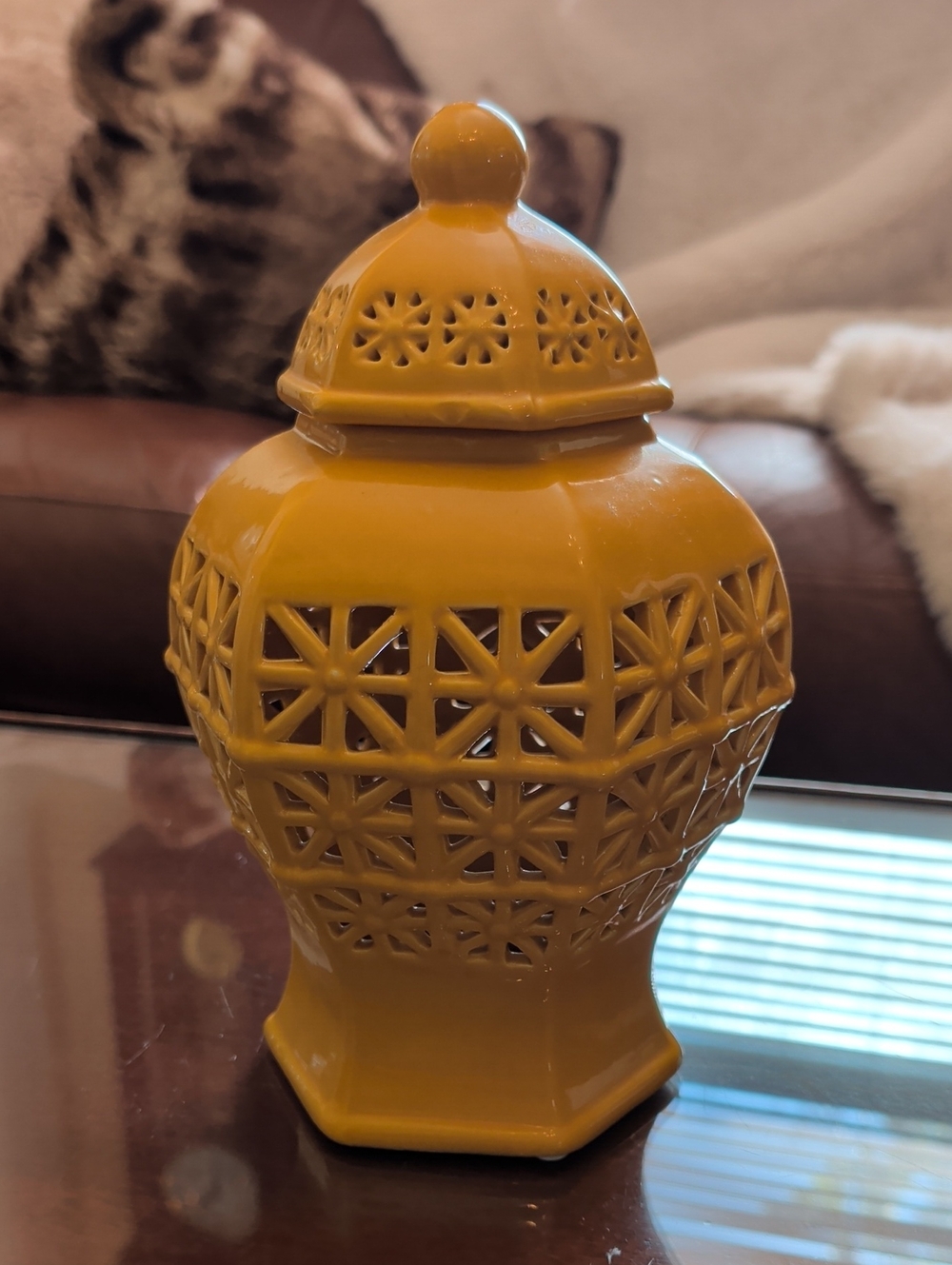 Lattice Temple Lidded Ginger Jar - Home Accents Yellow - Picture 10 of 11